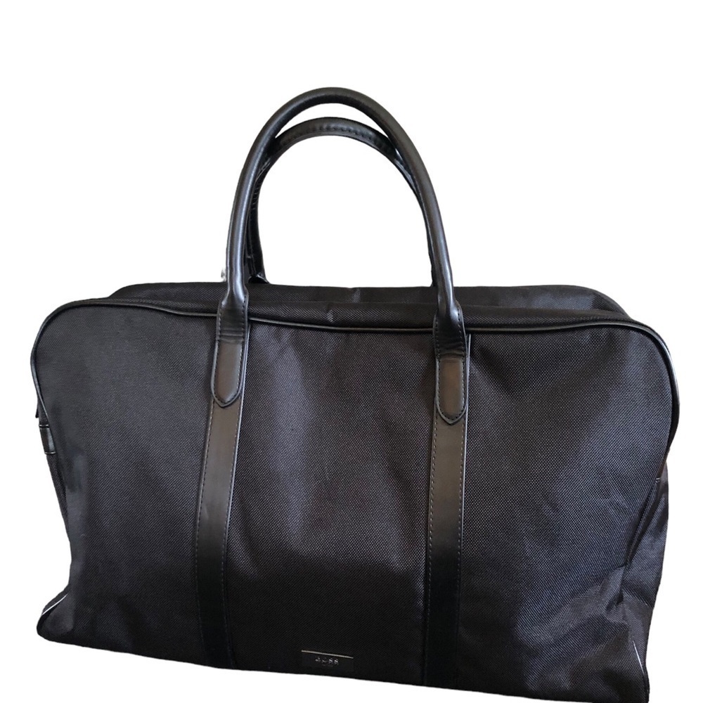 Hugo Boss Parfums Black Weekender Bag Double Handles Nylon Sz.19.5X12 Travel Bag